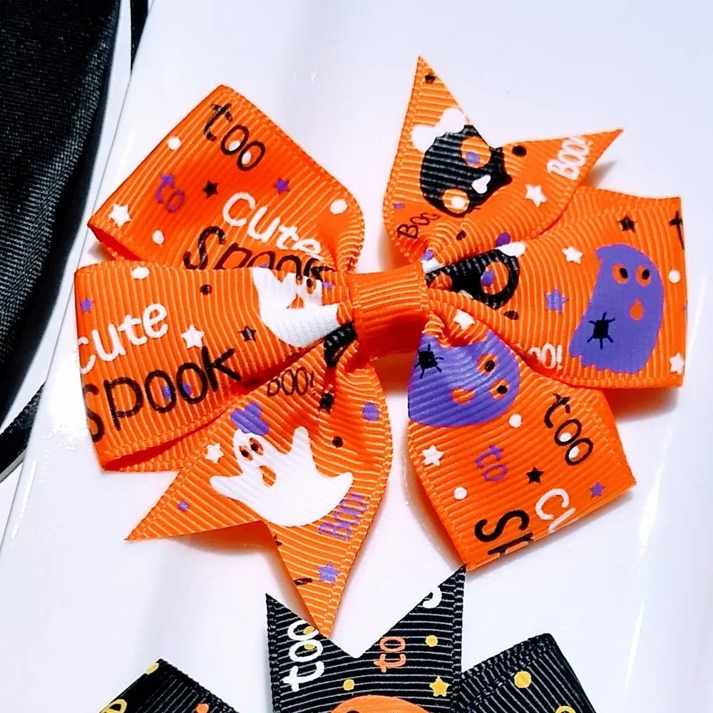 Halloween Hair Bows Hair Clips Ghost Skull